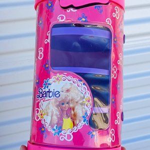 Vintage 1991 Barbie Purple and Pink Cylinder Shaped Clothing Case